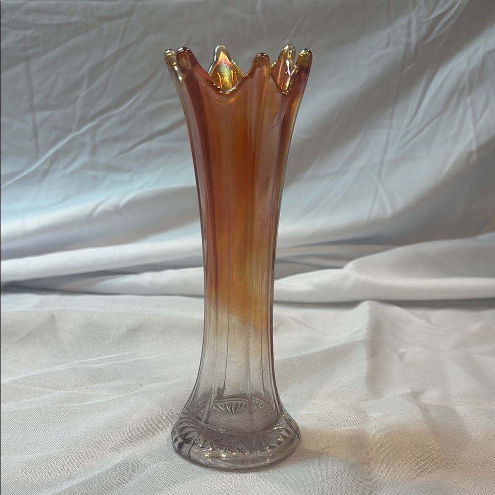 Vintage Carnival Glass Marigold Iridescent Glass Vase